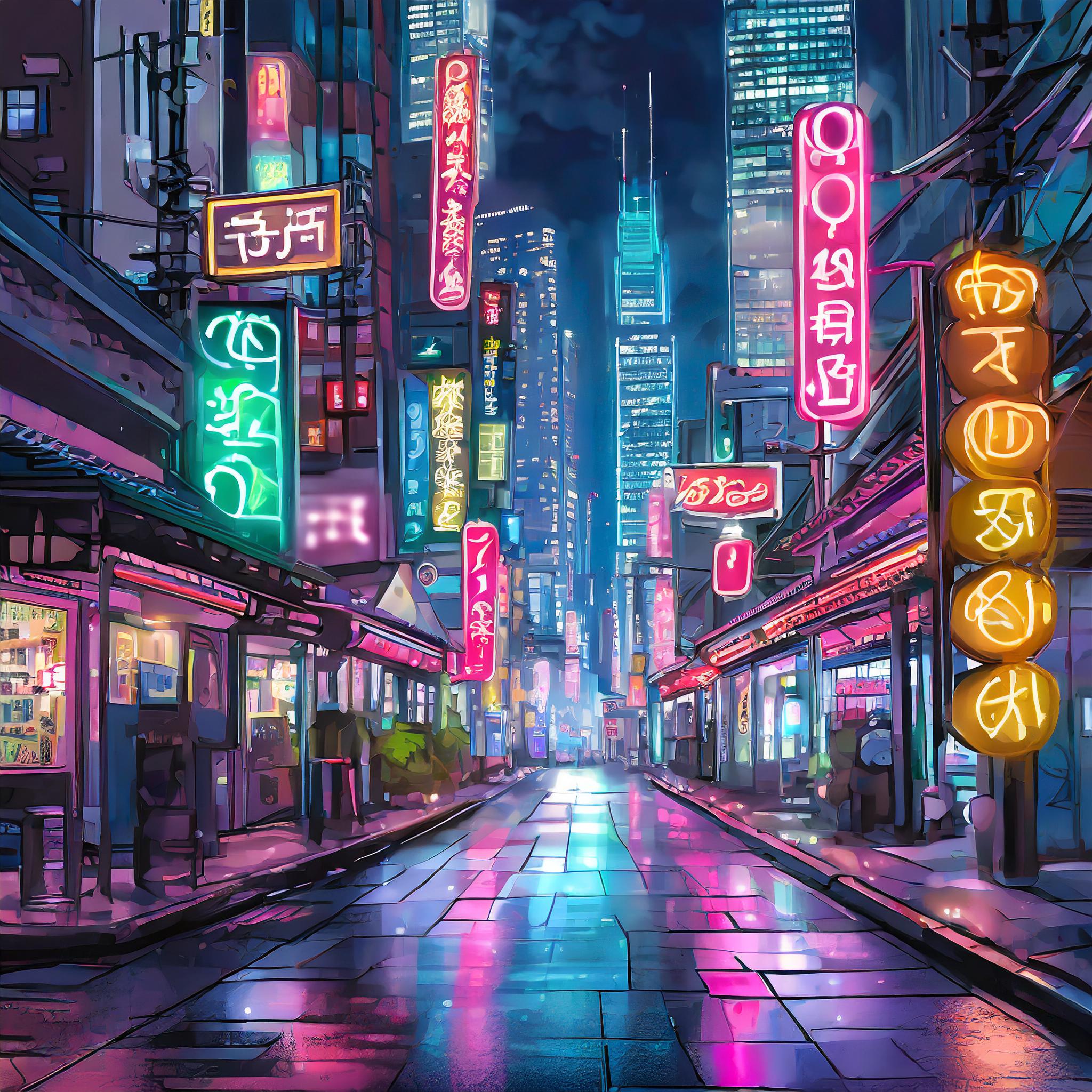  Neon sign filled streets of Tokyo, Japan